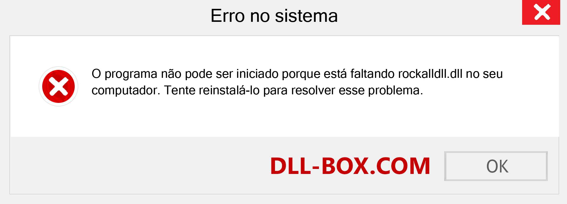 Arquivo rockalldll.dll ausente ?. Download para Windows 7, 8, 10 - Correção de erro ausente rockalldll dll no Windows, fotos, imagens